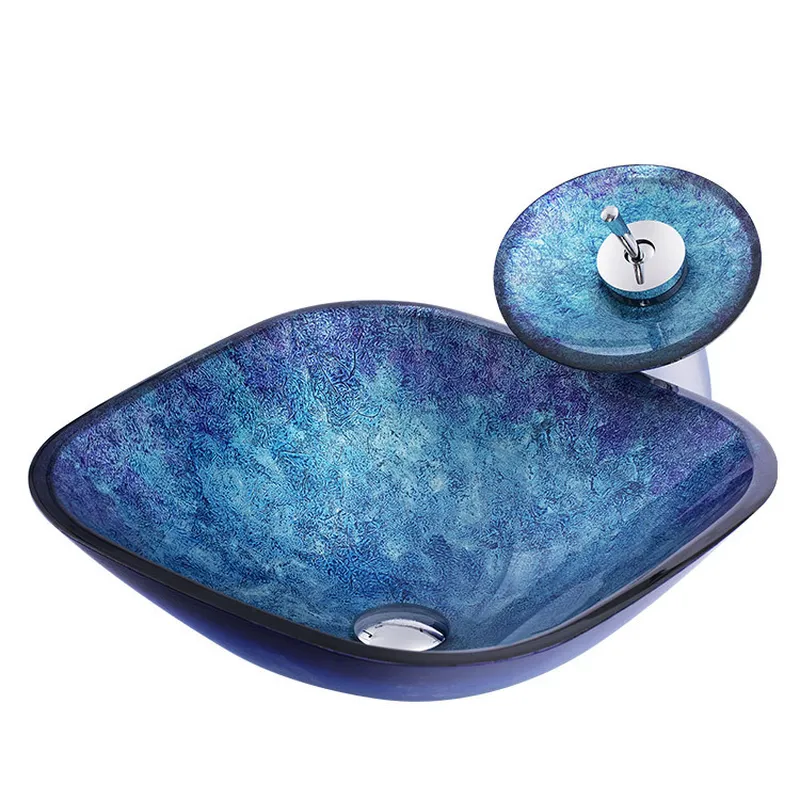 Home Bathroom Ware - Modern Temperli Cam Lavabo Yuvarlak Sanatsal