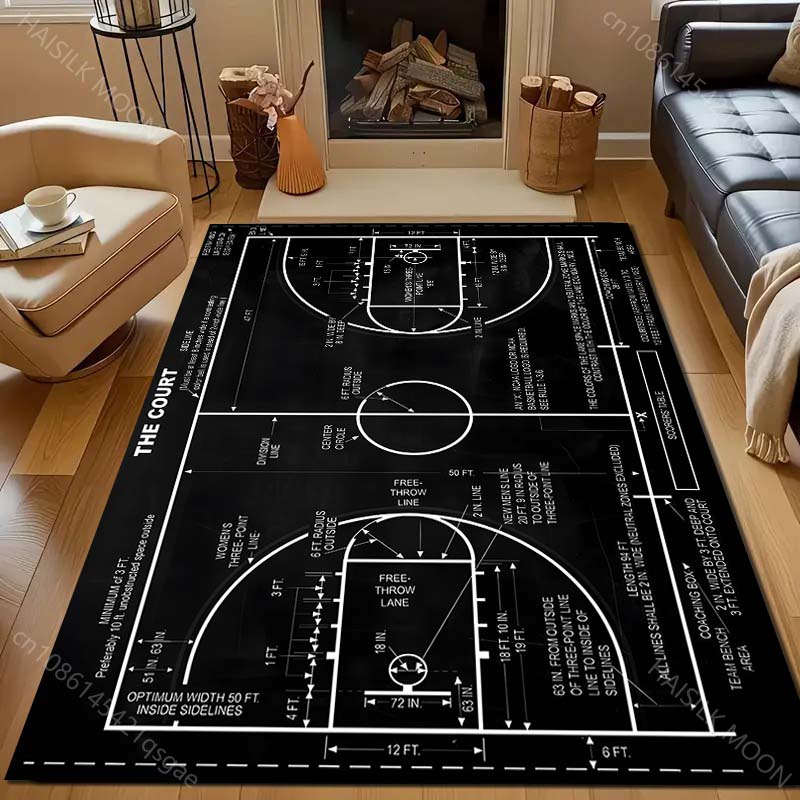 Home Bathroom Layout - Çoklu boyutlarda Basketbol Sahası Düzeni Halı