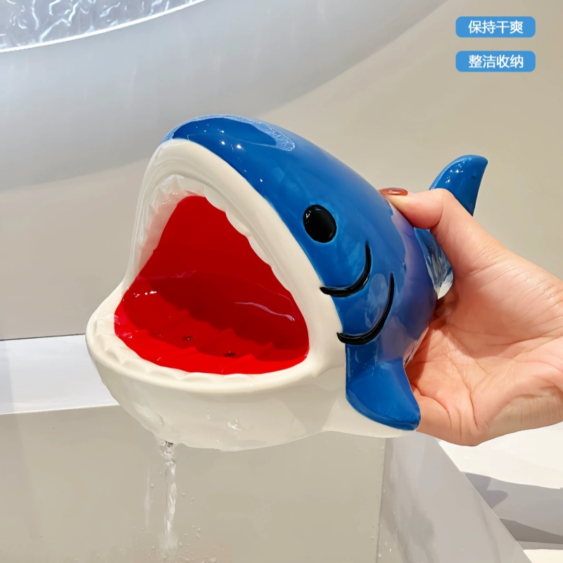 Home Edit Bathroom Storage - Sevimli Karikatür Büyük Ağızlı Köpekbalığı Sabunluk