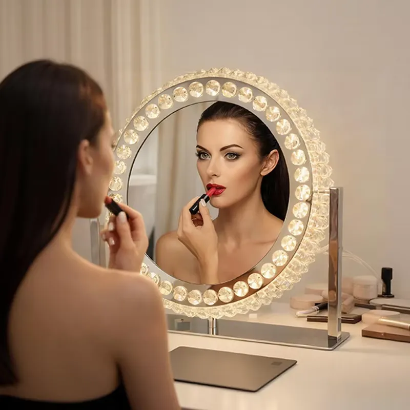 Bathroom Mirror Led - Modern Oval Elmas Kristal Kenarlı Işıklı