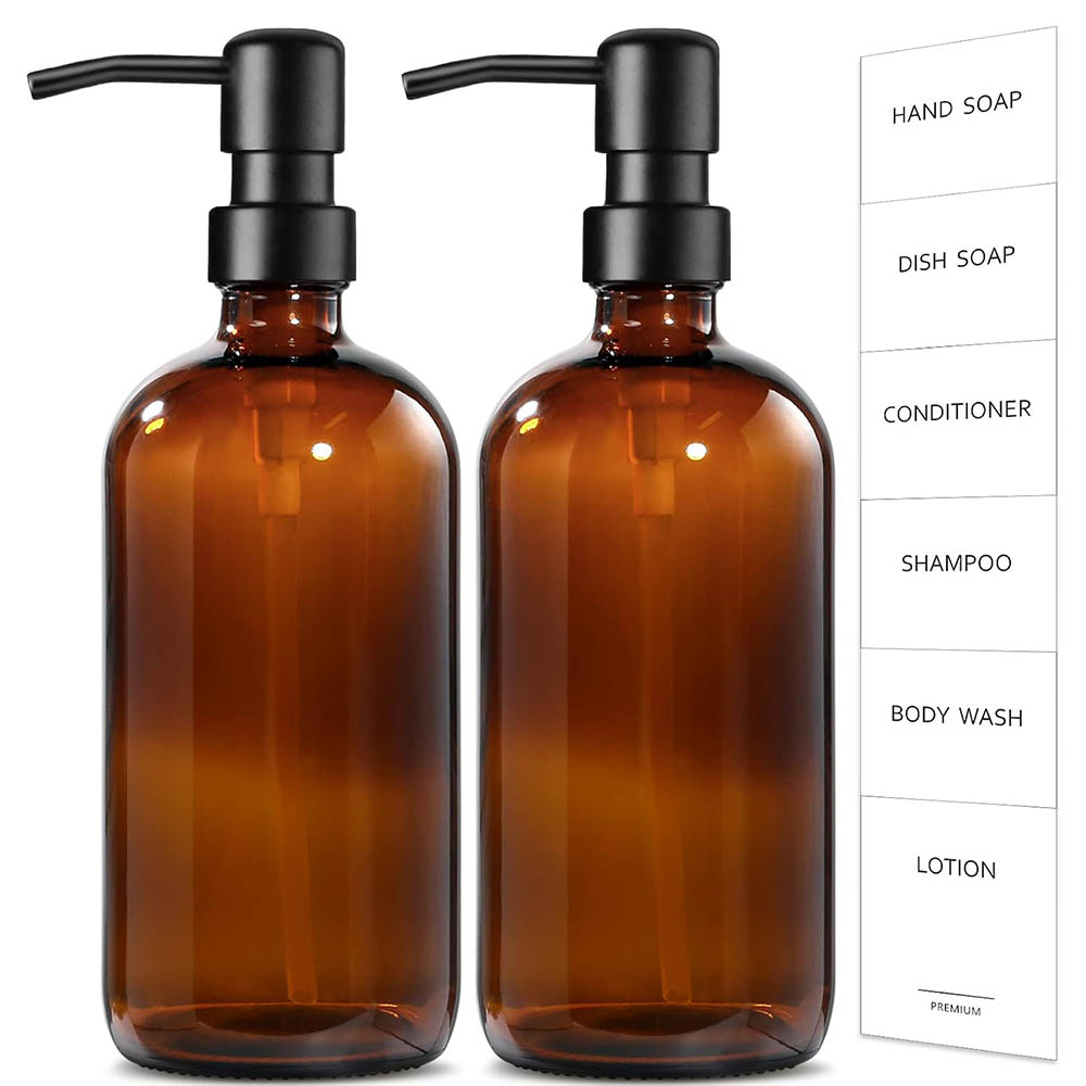 Soap Dispenser Pump - Amber Cam Sabunluk, 2'li Paket 17oz