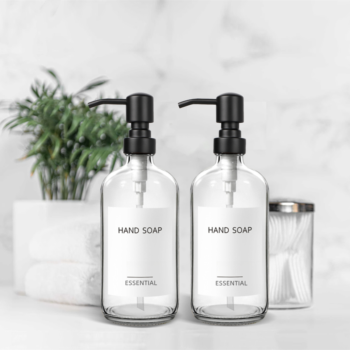 Soap Dispenser Pump - Banyo için Şeffaf Cam Sabunluk, Paslanmaz